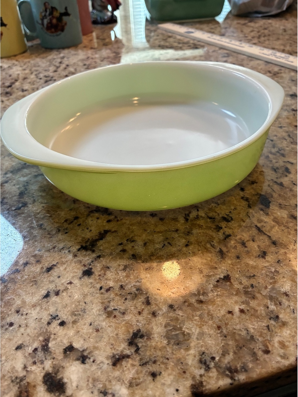 Vintage Light Green Pyrex round baking dish